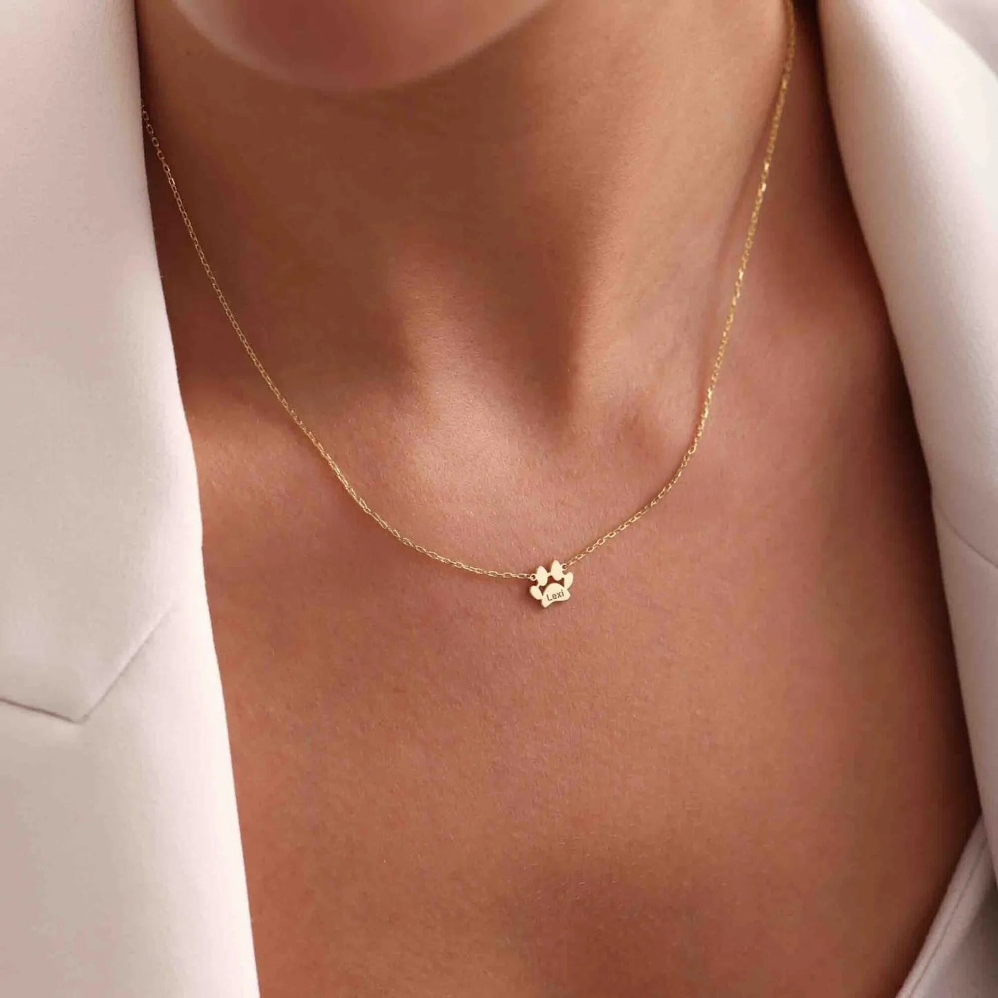 Custom Paw Name Necklace – Separate Paws