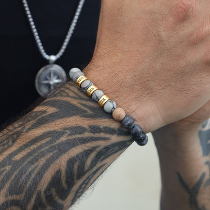 Picasso Jasper Stones Name Bracelet for Men