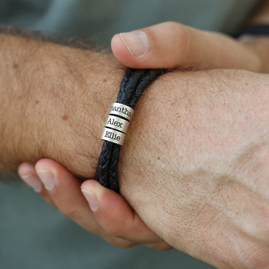 Leather Name Bracelet for Men