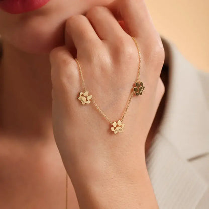 Custom Paw Name Necklace – Separate Paws