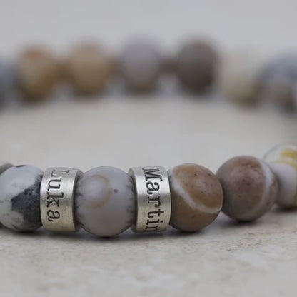 Picasso Jasper Stones Name Bracelet for Men